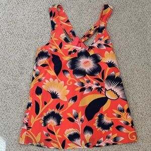 J. Crew Twist-Back Hibiscus Floral Silk Chiffon Top, 00